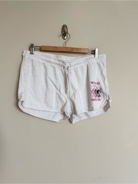 Disney Minnie Mouse Graphic Lounge Shorts White Y2K Casual Size M